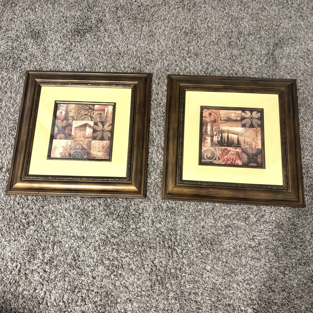 Elegant Brown Framed Wall Art Set